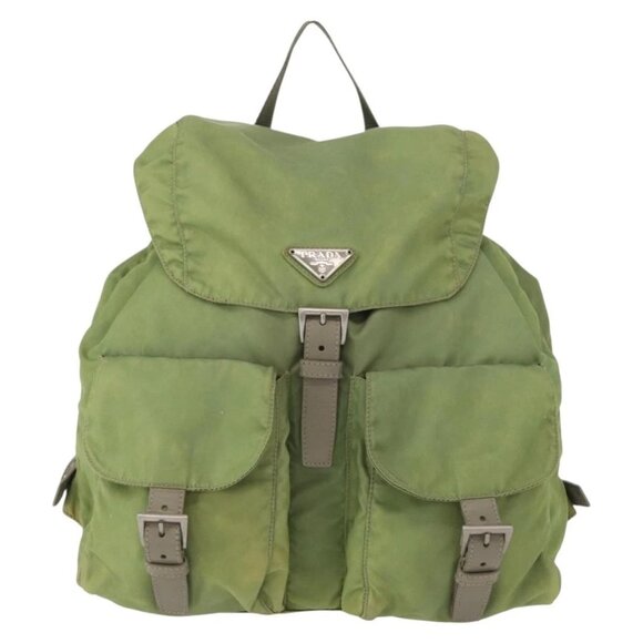 PRADA Backpack Nylon Green Silver Auth bs31165 main image 12